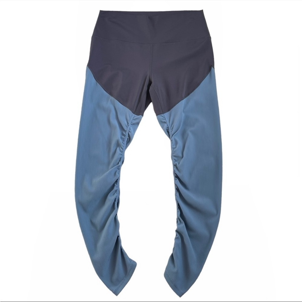 Zyia Active HR Storm Parallel Luxe Blue Gray Ruching Leggings Dance Yoga Block - Picture 5 of 12
